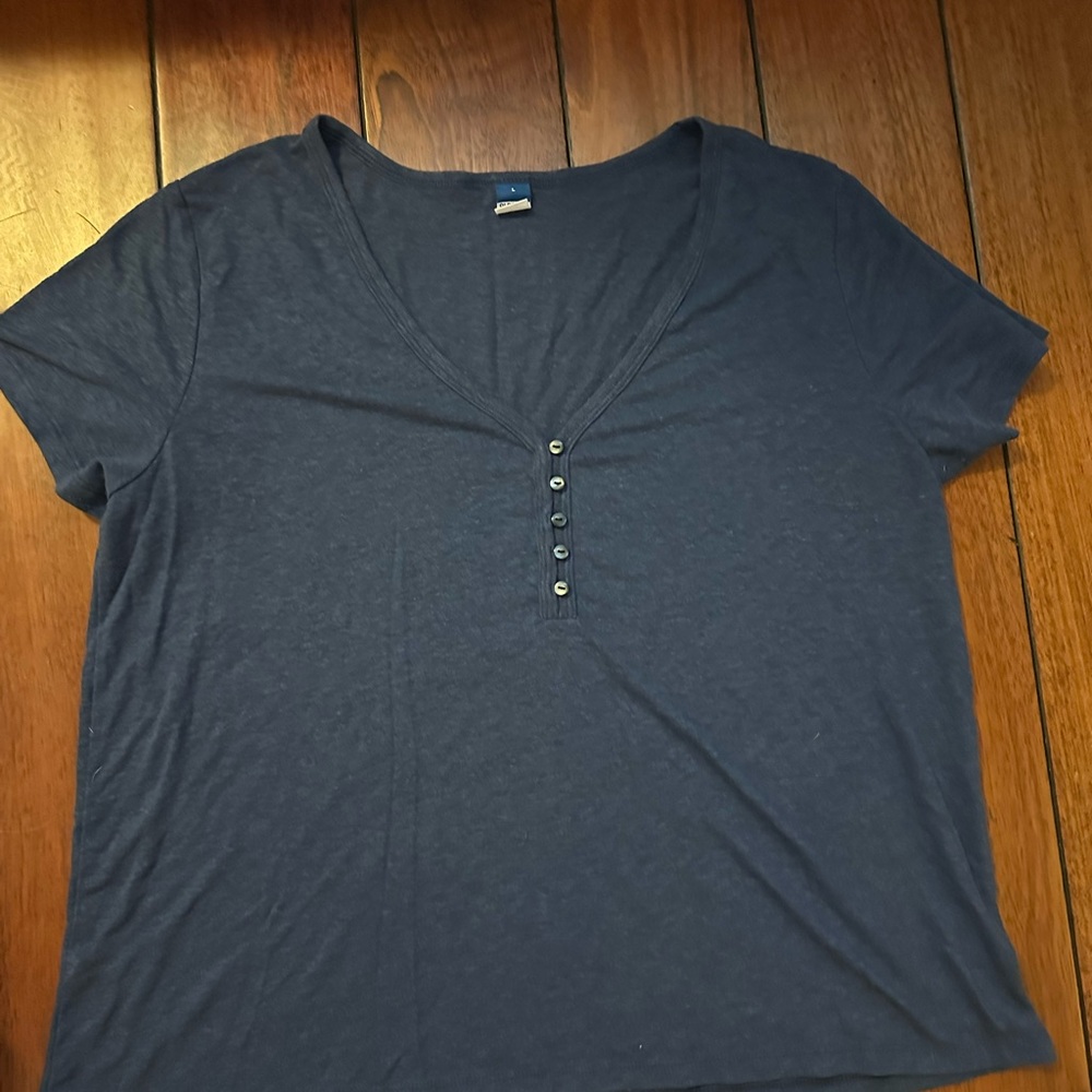 Women's Old Navy Navy V-Neck Button Top